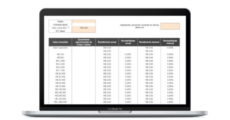 Planilha calculadora de investimentos (renda variável)